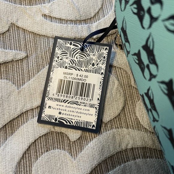 NWT Dabney Lee Cosmetic Makeup Case Bag Boston Terrier Dog Face Aqua Navy Travel - Picture 2 of 5